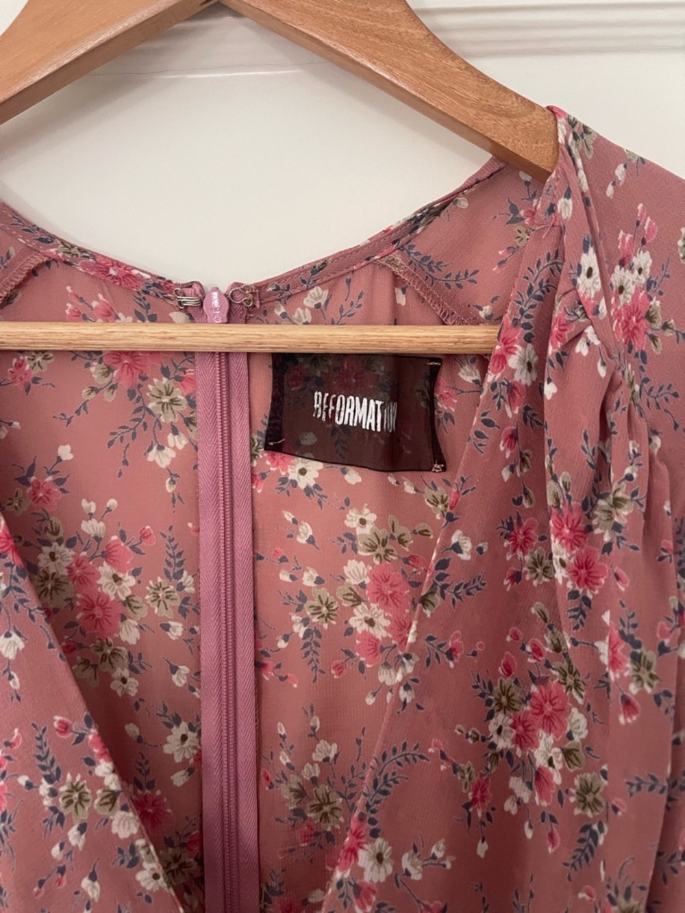 Reformation Dusty Rose Floral Midi Dress